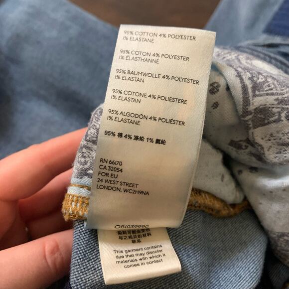 Pilcro & the Letterpress Anthropologie blue patchwork slim boyfriend jeans 25 - Picture 9 of 15